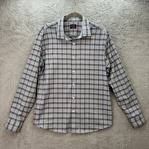 UNTUCKit Men's XL Blue Gray Plaid Button Up Long Sleeve Shirt Comfort Style EUC